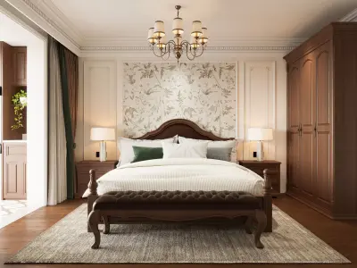 American-style bedroom 3D model 3D model