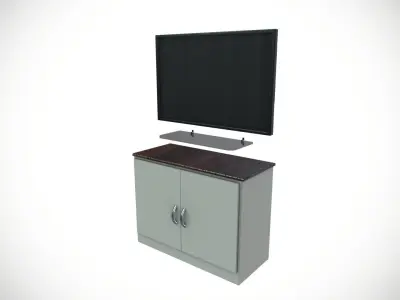 TV and Desk Low-poly 3D model