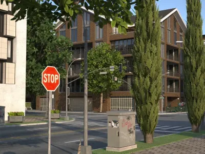 Beach Town Low-poly 3D model