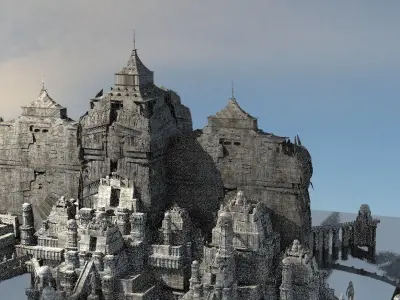 Classical Fantasy style Cliff tower City 3D model