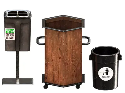 Trash bins Low-poly 3D model purchase