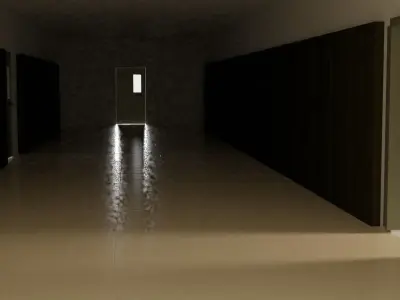 School corridor Low-poly 3D model