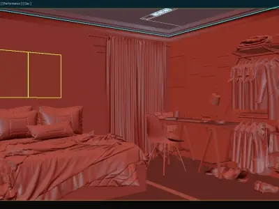 Interior bedroom scene  3D model