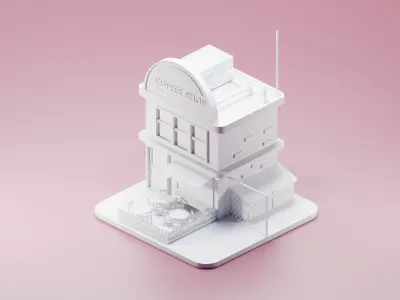 Coffee Shop Isometric Low-poly 3D model