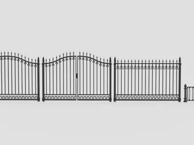 Classic Iron Fence Set 3D model