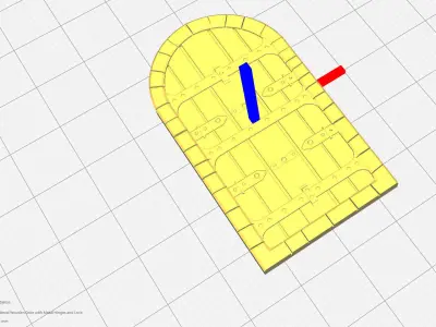 Medieval Wooden Door with Metal Hinges and Lock 3D print model