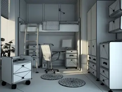 Room Of A Teenage Ironman Fan With Orange Details And Second ... 3D model