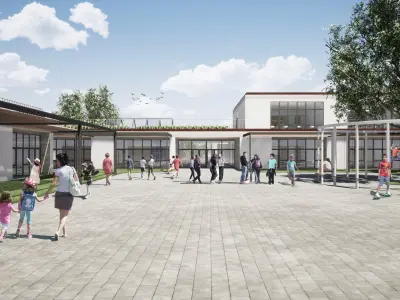 School with pavilion concept Low-poly 3D model