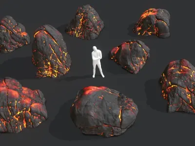 Volcanic Rocks 02 Low-poly 3D model