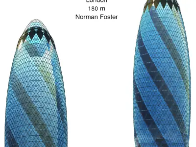 Shanghai World Financial Center and Swiss Re and Heydar Aliyev  3D model