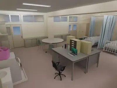 Japanese School Health Room 3D model