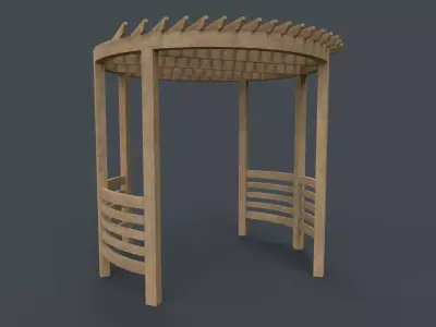 PBR Wooden Pergola Gazebo A6 Low-poly 3D model