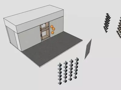 Retail Window Display Scene with Furniture and Vases Low-poly 3D model