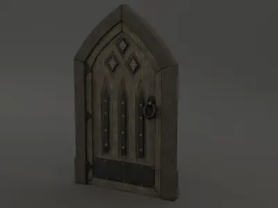 Medieval Door Wooden Panel Door 3D Model Low-poly 3D model