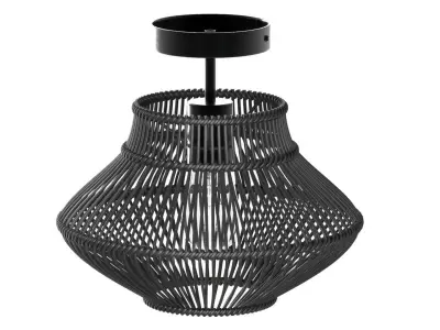 Neher Black Rattan Semi Flush Mount 3D model