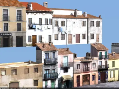 village buildings facade 3D model