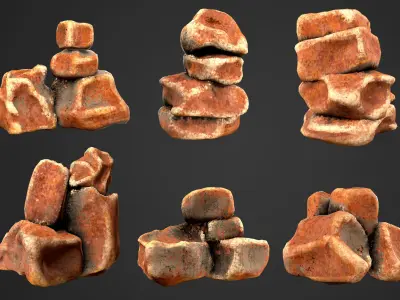 Stylized Cliffs and Rock Bundle Low-poly 3D model