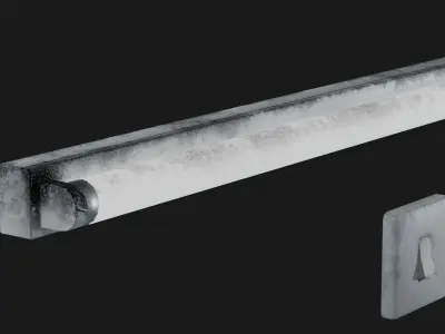 Dusty Fluorescent Wall Light with Switch  Low-poly 3D model