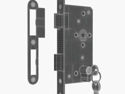 Euro Profile Cylinder Barrel Lock with keys 3D model