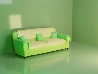   A Sofa With Amazing color and High Quality  green Color 3D model