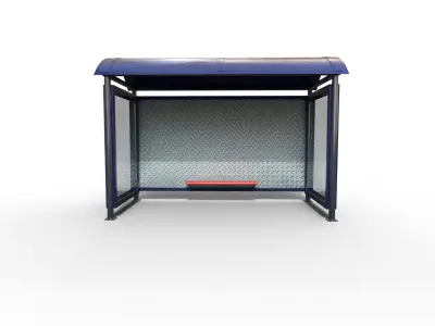 Pack 4 Modern bus stop Low-poly 3D model