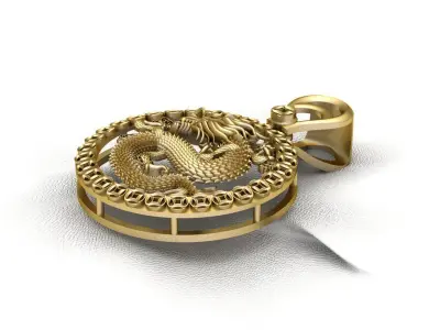 Chinese Dragon Pendant 3D print model 3D print model