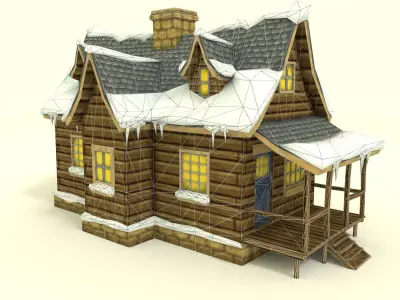 Low Poly Winter House Low-poly 3D model