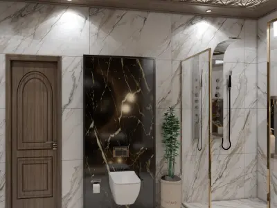 MASTER BATHROOM INTERIOR WITH COMPLETE LIGHT SETTING WITH VRAY 6 3D model