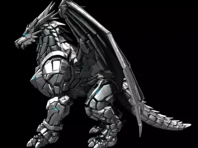 Mecha Dragon Cybernetic Armored Beast Highpoly Game 3D print model