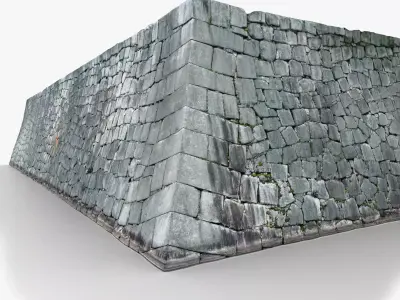 Japanese Castle Outer Wall Low-poly 3D model