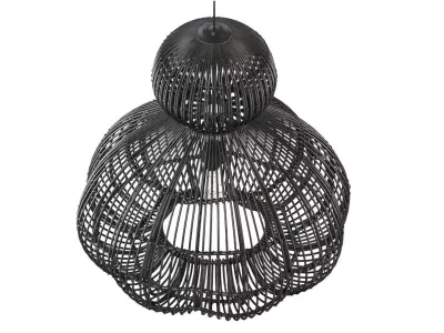 Aurelia Black Pendant Lamp In Rattan 3D model