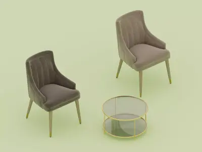 chair set and club table 3D model