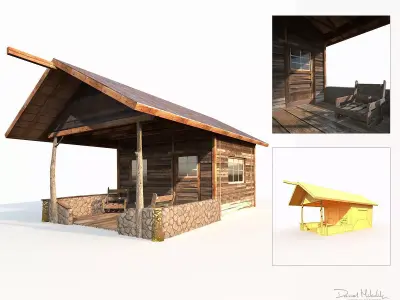 Small Old Shanty Low Poly Low-poly 3D model