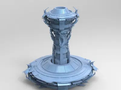 Dark weave Sci Fi City platform Low-poly 3D model