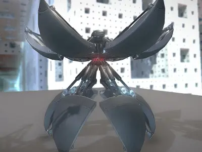 Hydraulic Sphere-Bot Low-poly 3D model