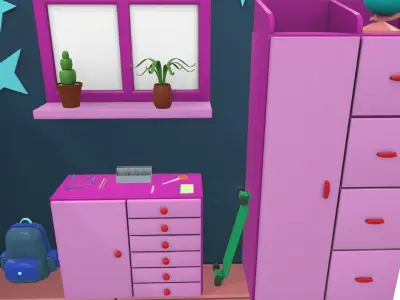 Isometric cartoon children room 08 3D model