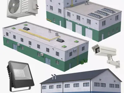 3 Industrial Buildings Collection 3D Model Pack