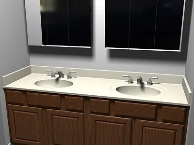 Bathroom Vanity Sink and Light Fixture 3D model