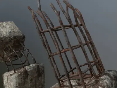 old concrete pole Low-poly 3D model