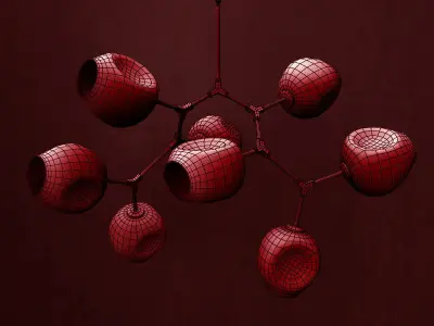 Branching bubble 8 lamps 2 DARK  GOLD 3D model