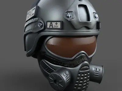 Helmet scifi fantasy pilot military combat soldier armor  Low-poly 3D model