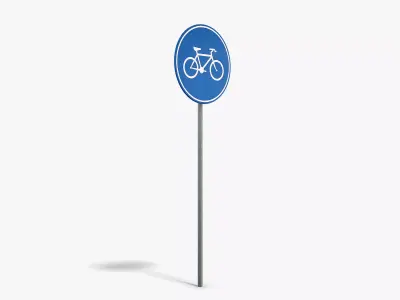 Bike Road Sign Low-poly 3D model