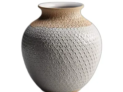 Elegant Decorative Textured Ceramic Vase Low-poly 3D model