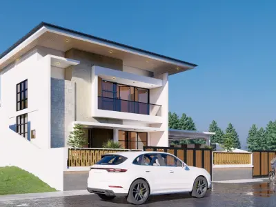 tropical modern minimalist house  3D print model