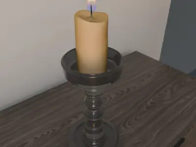 Candlestic and candle with flame 3D model