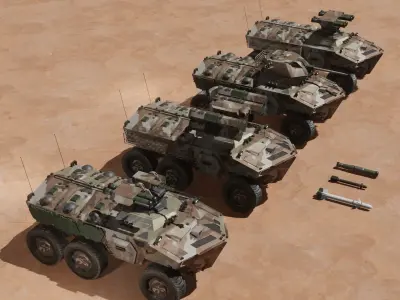 Sci-fi APC collection desert camouflage 3D model
