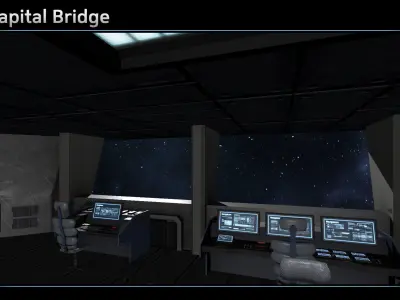Scifi Capital Bridge Low-poly 3D model