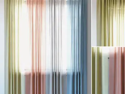 Curtains 96 EMILY VOILE Yellow Coral Charcoal Dusty Blue 3D model