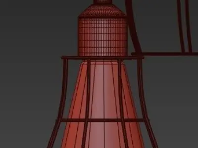 Kletka four caged light bulbs hanging from ceiling 3D model