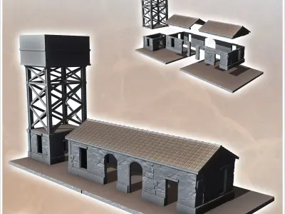 Desert railway station with guard post El-Alamein Egypt 27 - Can 3D print model